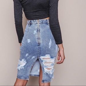 One teaspoon high waist jean skirt